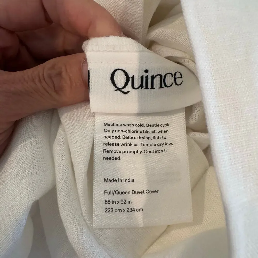 Quince European Linen Duvet Cover Set White Full/Queen NWOT
